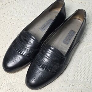 VTG Bruno Magli Mens Black Leather Tassel Loafers Dress Shoes 10.5M Italy